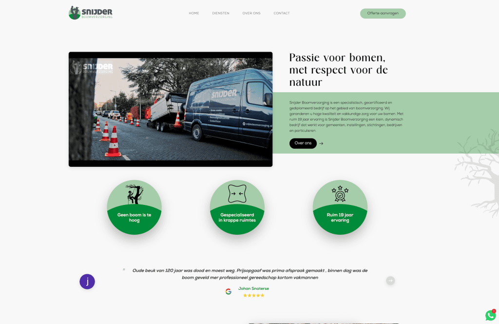 Website van Snijder Boomverzorging | buro_deBom | Webdevelopment | Maatwerk website