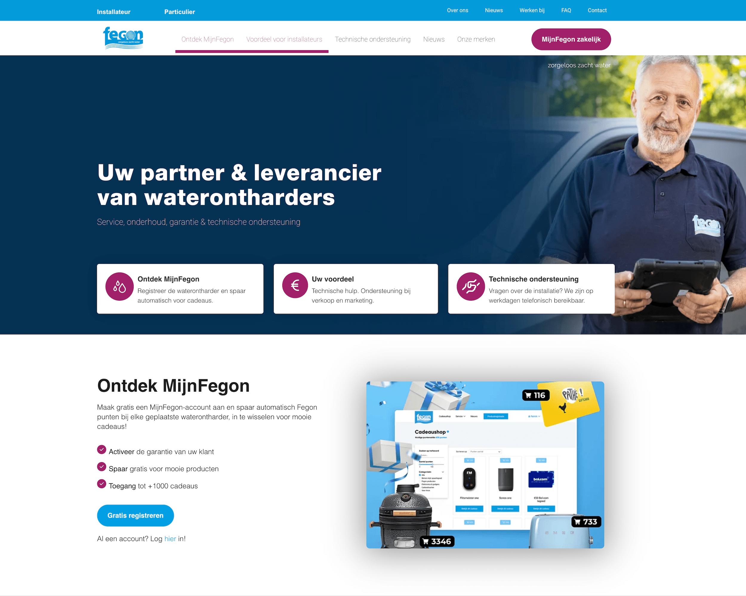 Website van Fegon Waterbehandeling | buro_deBom | Webdevelopment | Maatwerk website