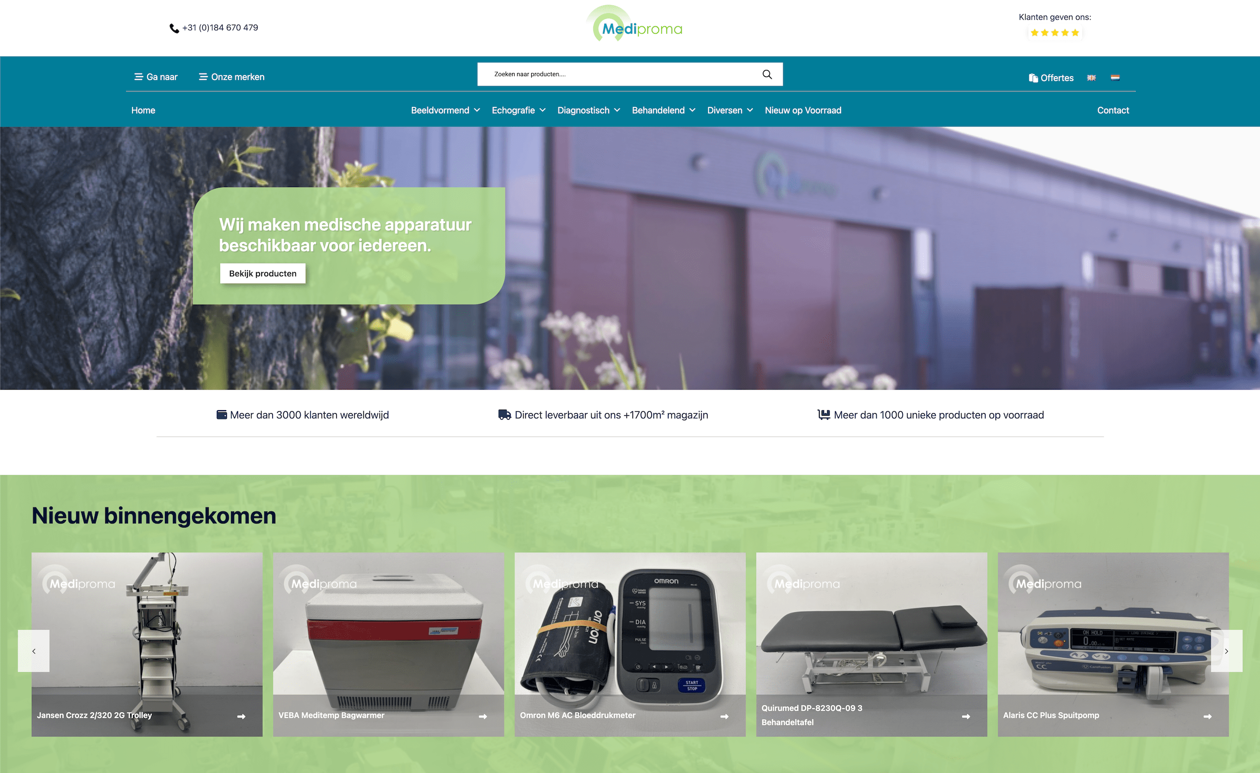Website van Mediproma | buro_deBom | Webdevelopment | Maatwerk website