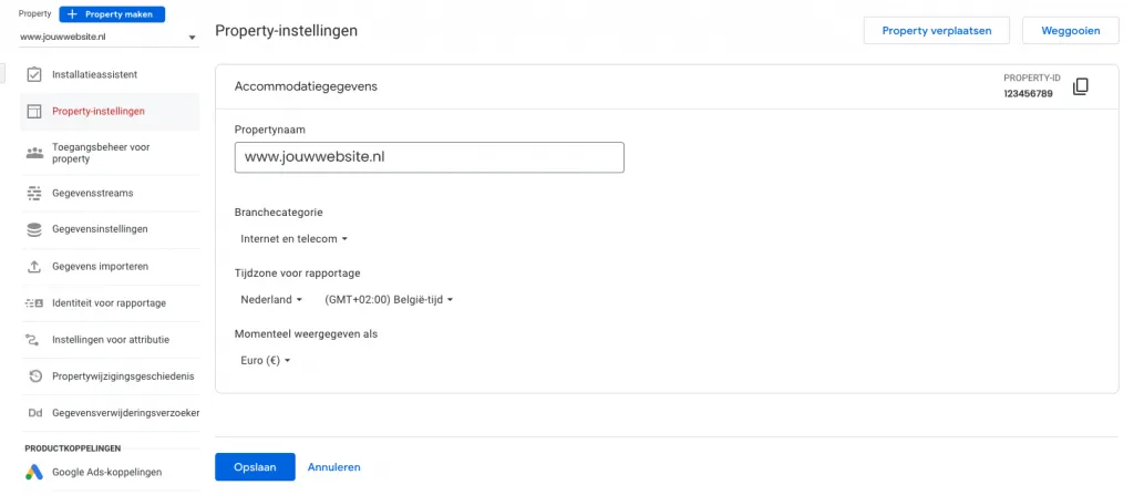 Property instellingen GA4