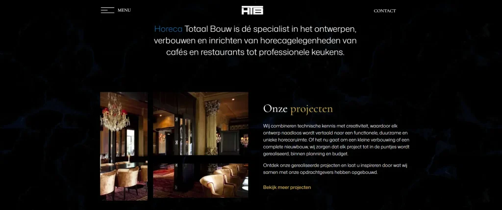 Voorkant van de website: Horeca Totaal Bouw